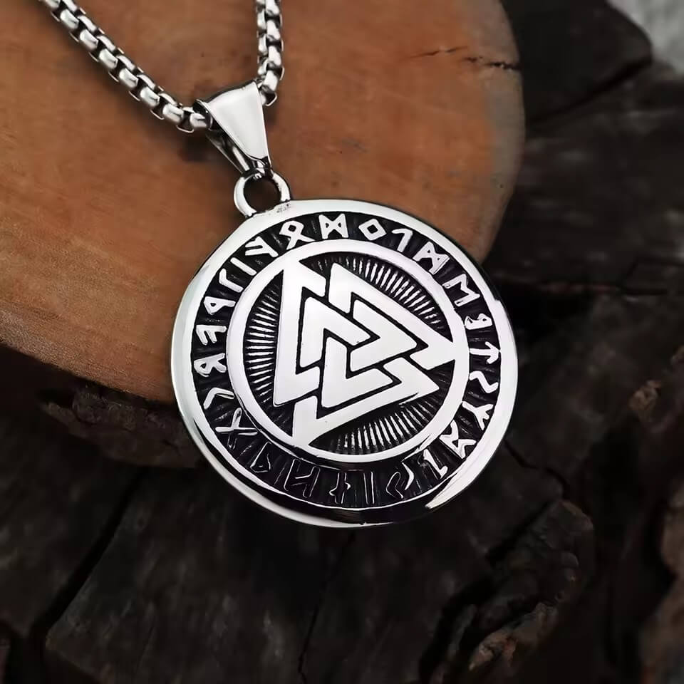 Viking Valknut Rune Circle Necklace