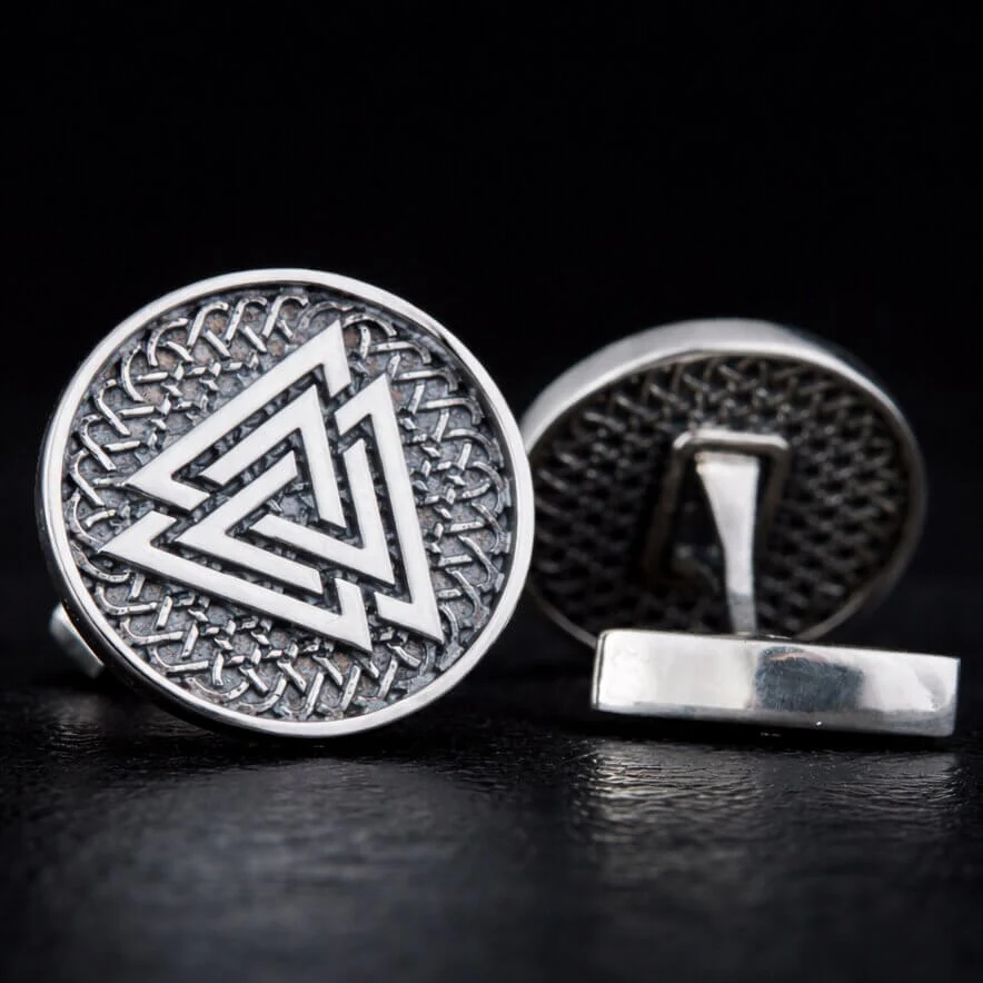 Viking Valknut Silver Cufflinks - Image 2