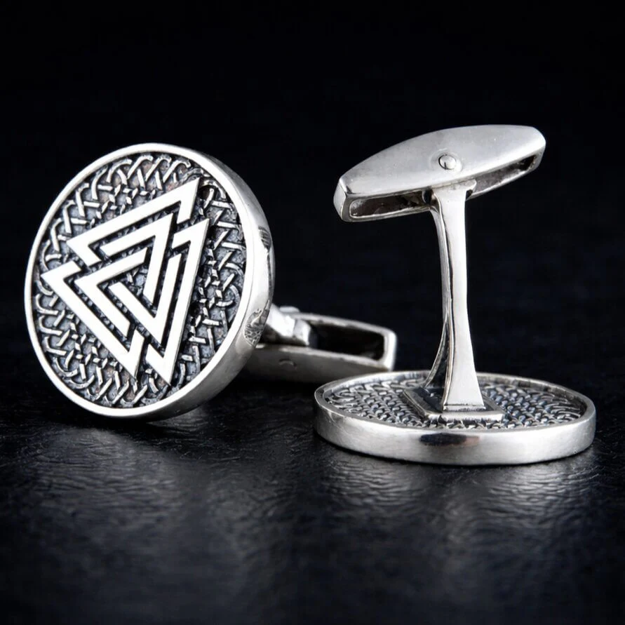 Viking Valknut Silver Cufflinks - Image 3