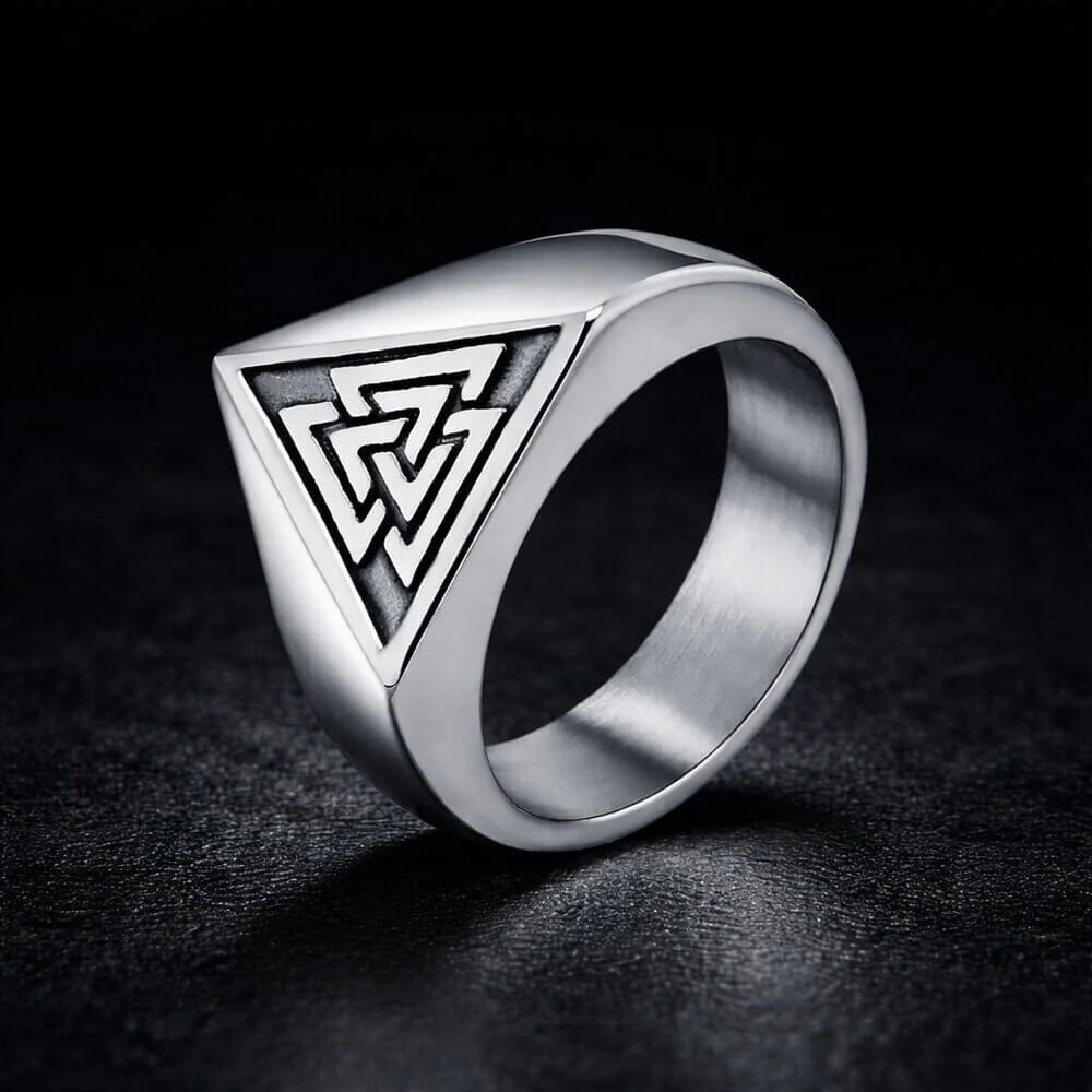 Viking Valknut Stainless Steel Signet Ring - Image 2
