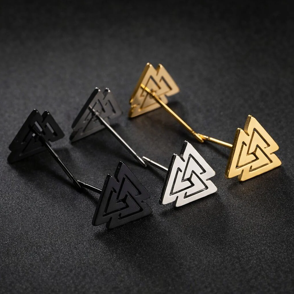 Viking Valknut Stainless Steel Stud Earrings