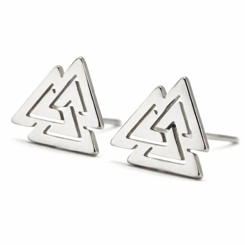 Viking Valknut Stainless Steel Stud Earrings - Image 2