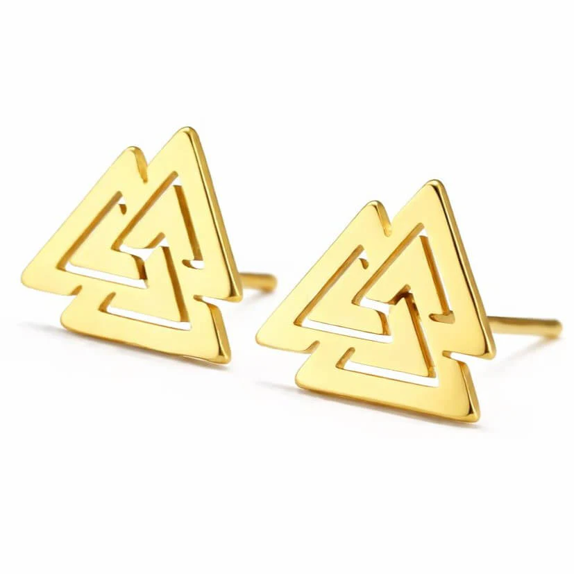 Viking Valknut Stainless Steel Stud Earrings - Image 3