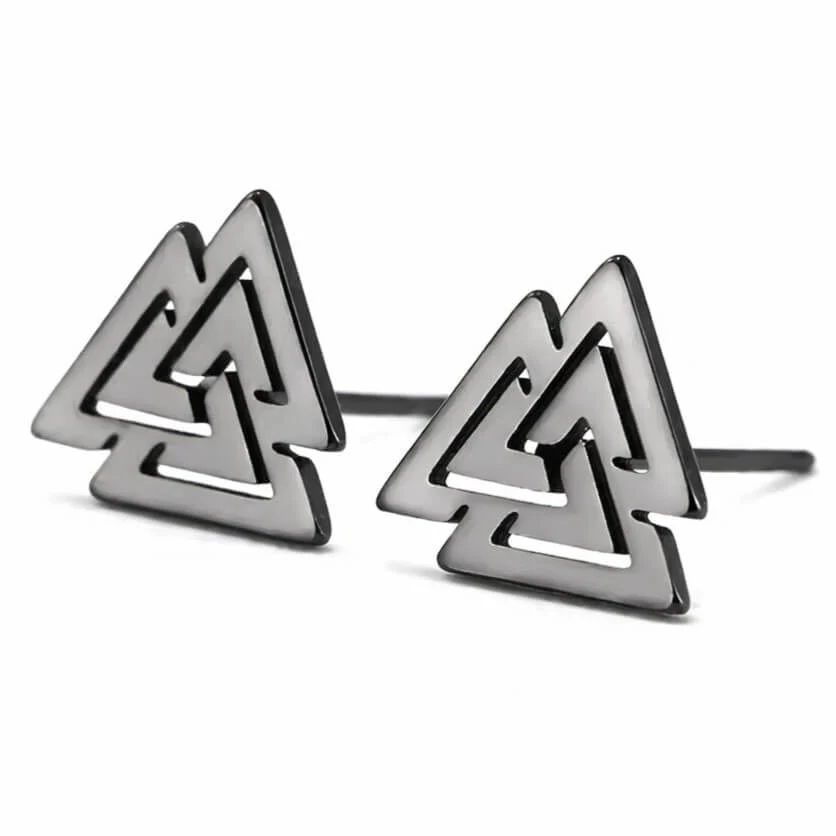 Viking Valknut Stainless Steel Stud Earrings - Image 4