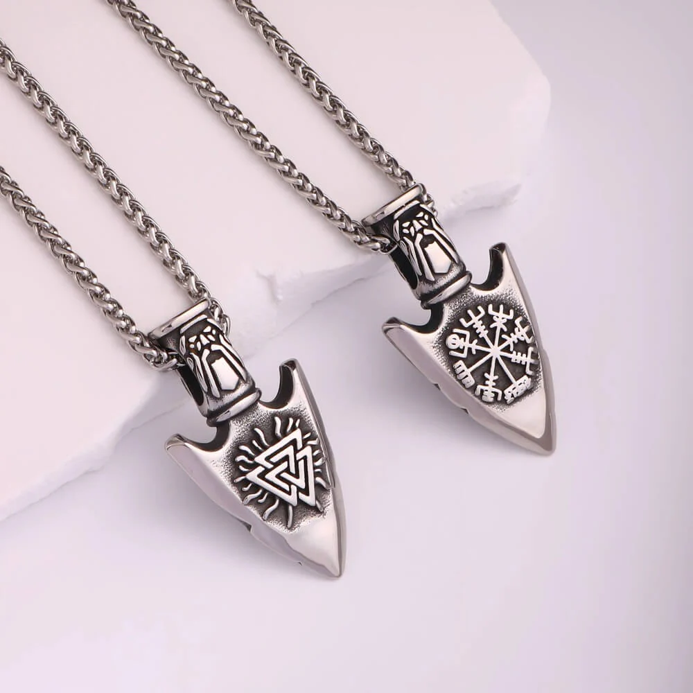 Viking Valknut Vegvisir Arrowhead Necklace - Image 2