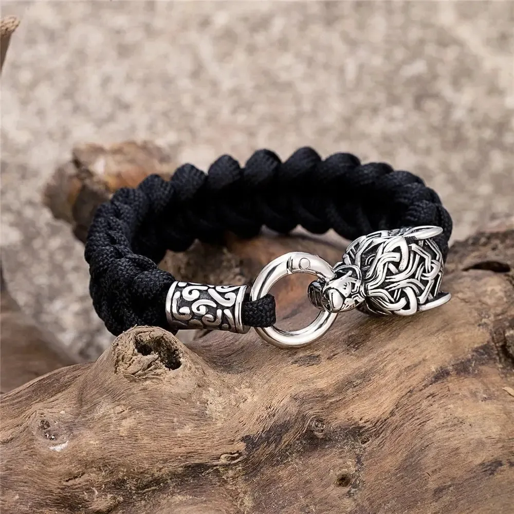 Viking Wolf Bracelet with Paracord Rope | Multiple Colors - Image 11