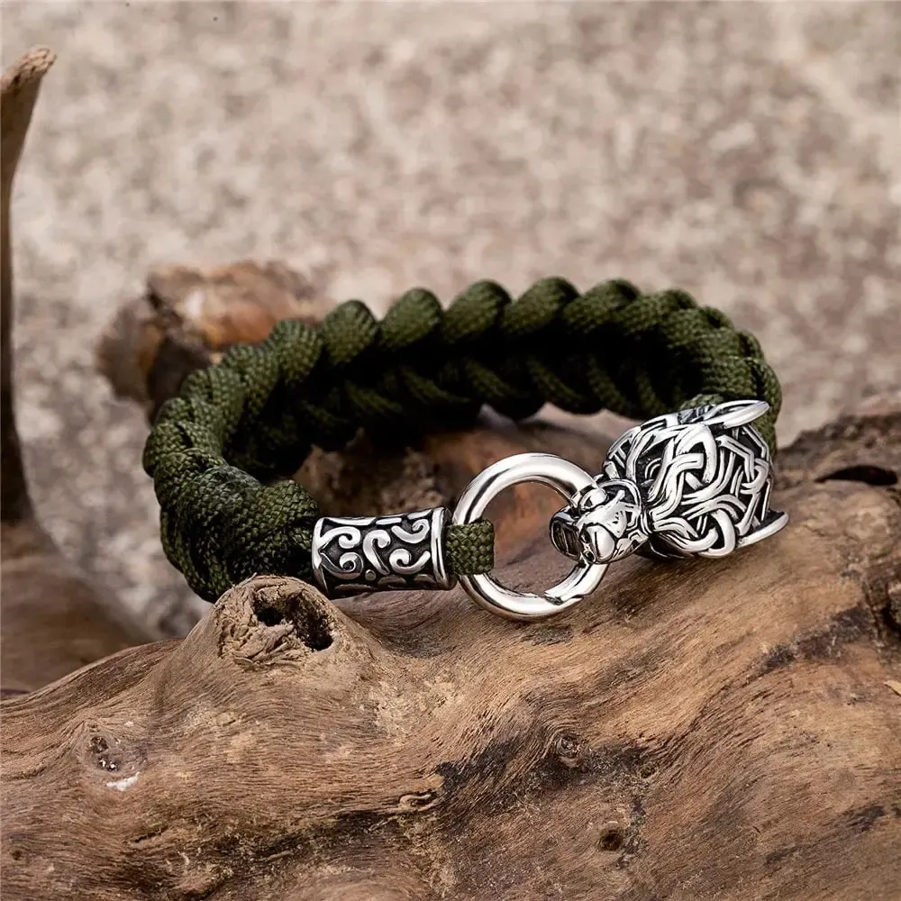 Viking Wolf Bracelet with Paracord Rope | Multiple Colors - Image 14