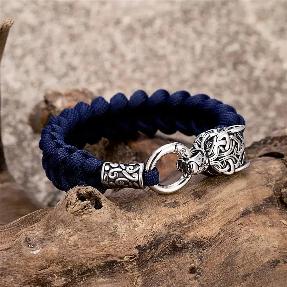 Viking Wolf Bracelet with Paracord Rope | Multiple Colors - Image 3