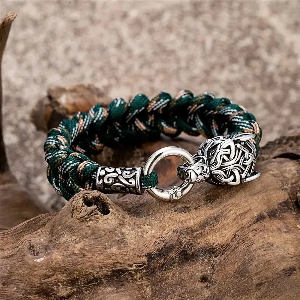 Viking Wolf Bracelet with Paracord Rope | Multiple Colors - Image 4