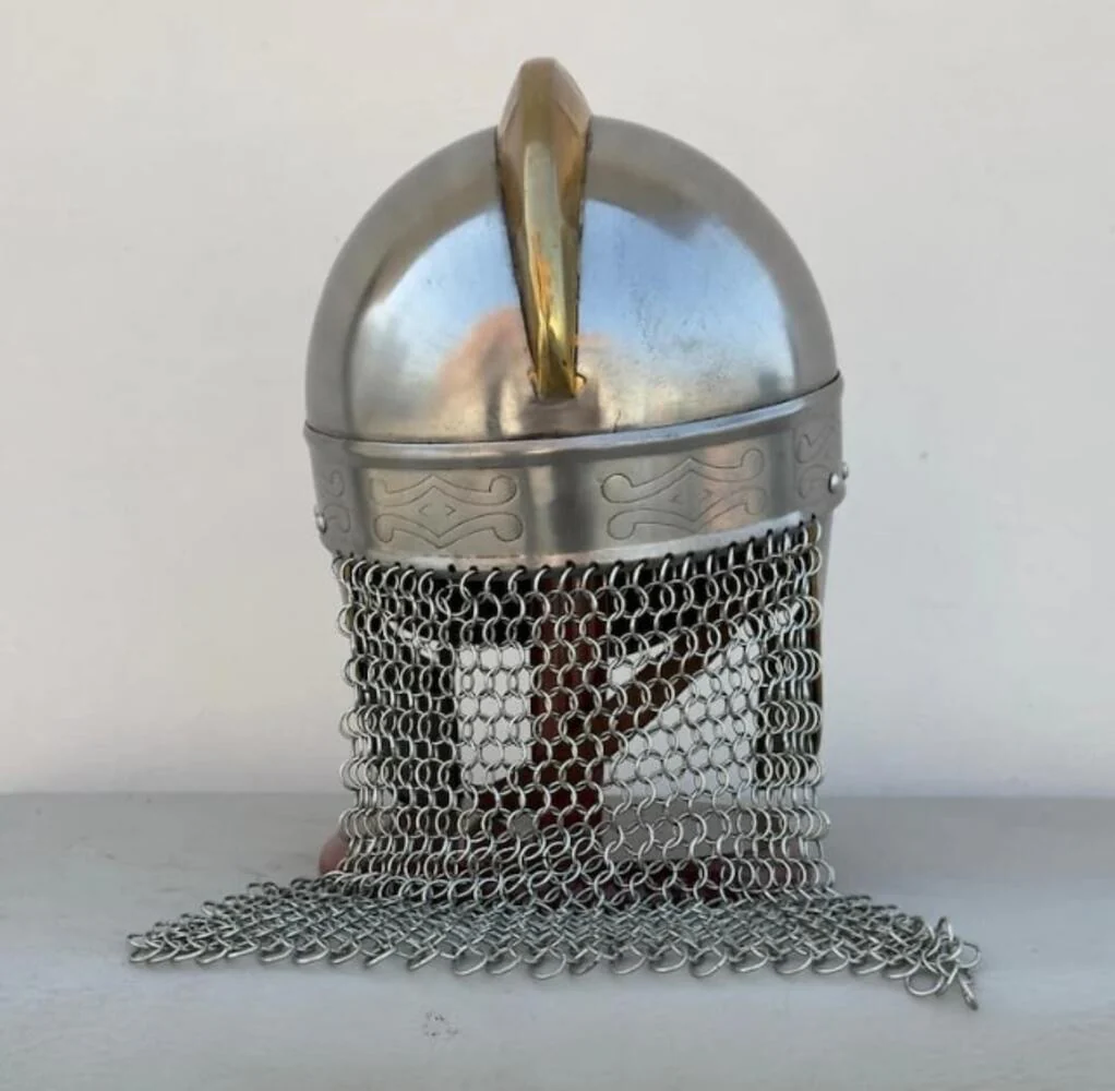 Viking Wolf Helmet With Chainmail - Image 3