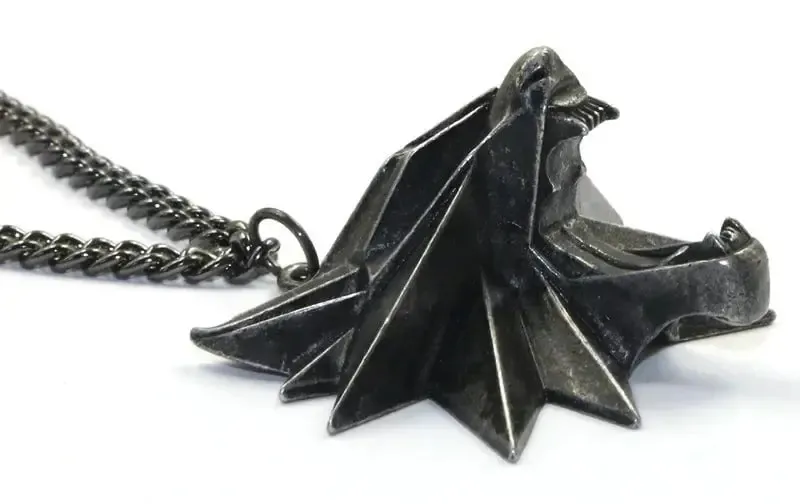 Viking Wolf Necklace | Darkened Steel with Colored Stone Eyes | Witcher Inspired - Image 10