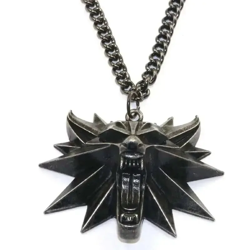 Viking Wolf Necklace | Darkened Steel with Colored Stone Eyes | Witcher Inspired - Image 7