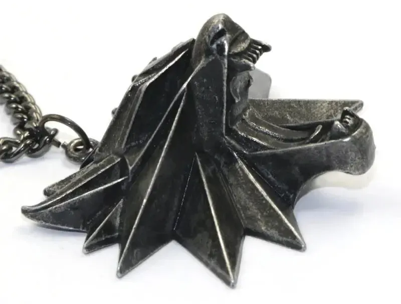 Viking Wolf Necklace | Darkened Steel with Colored Stone Eyes | Witcher Inspired - Image 8