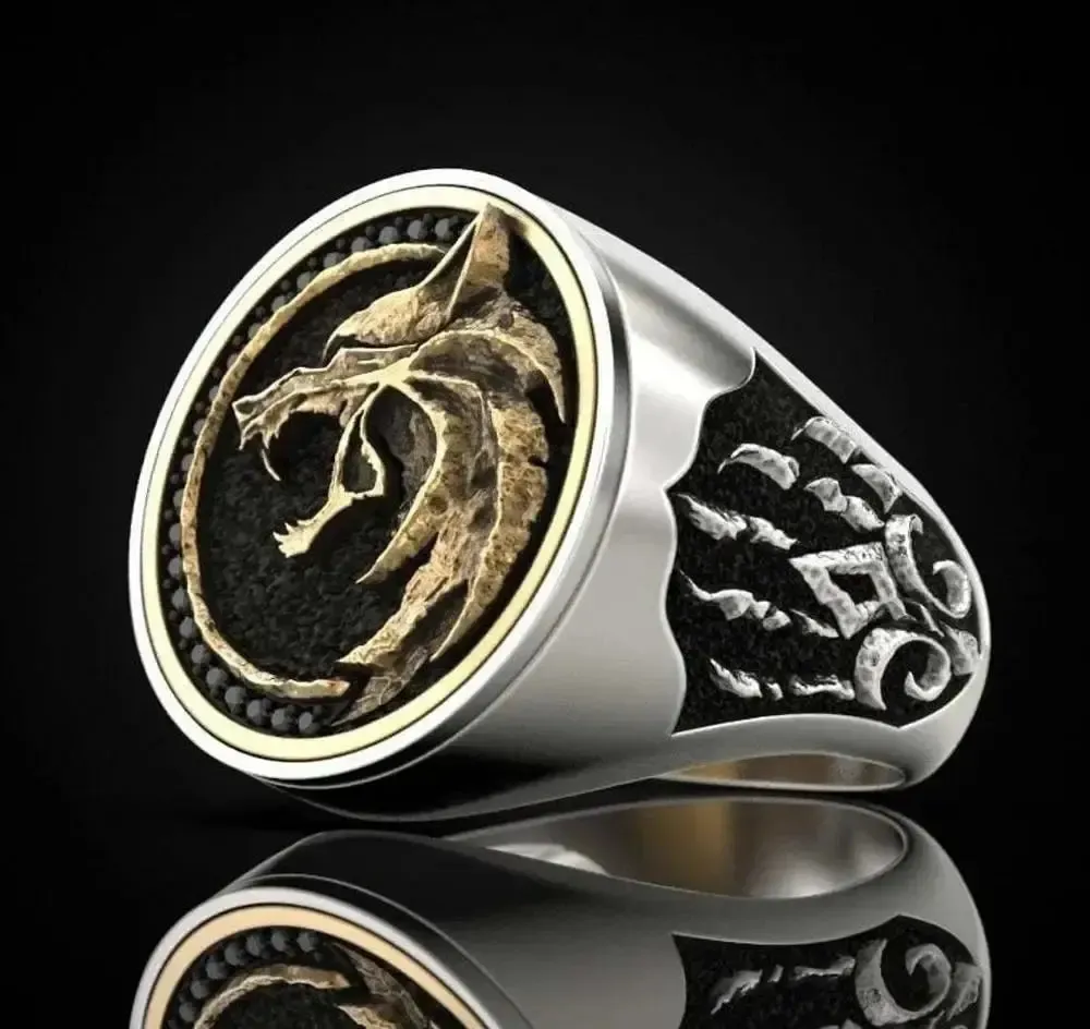 Norse Odin Fenrir Viking Ring with Embossed Paw | Silver or Gold - Image 4