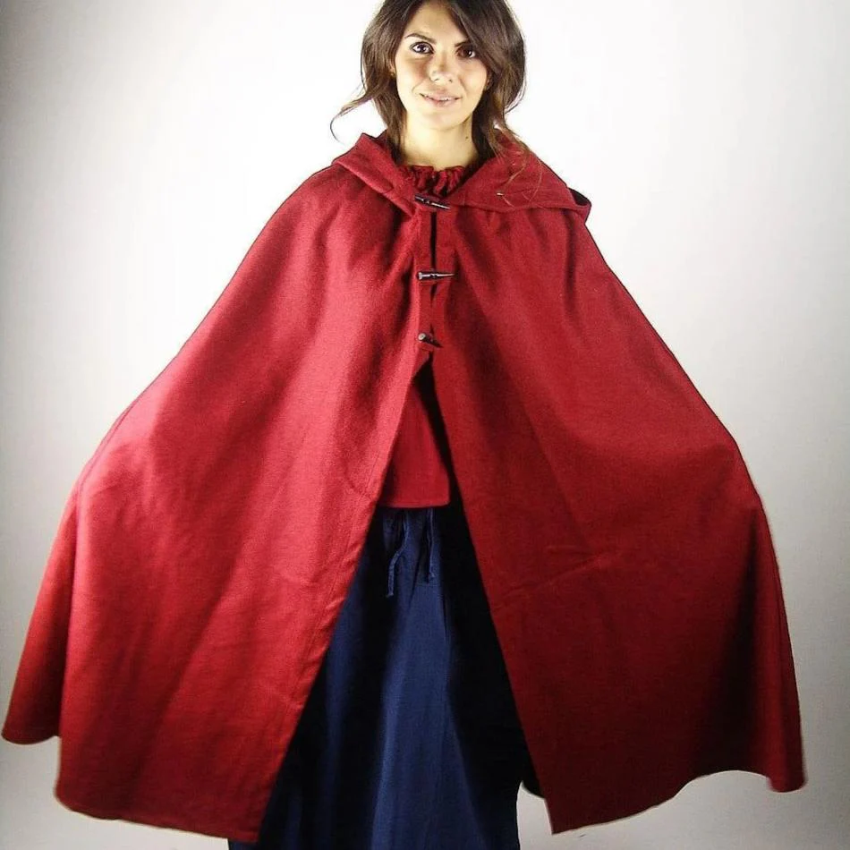 Viking Wool Cloak with Long Buttons | Short Hood - Image 5