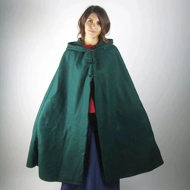 Viking Wool Cloak with Long Buttons | Short Hood - Image 6