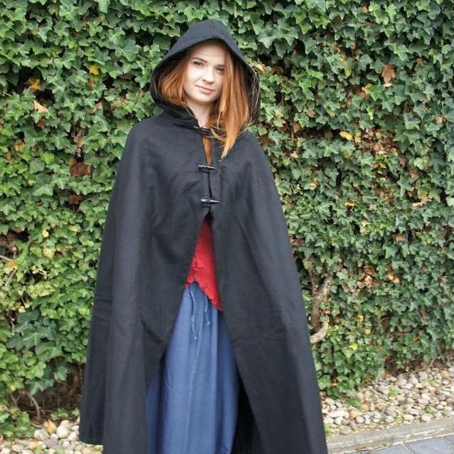 Viking Wool Cloak with Long Buttons | Short Hood - Image 7