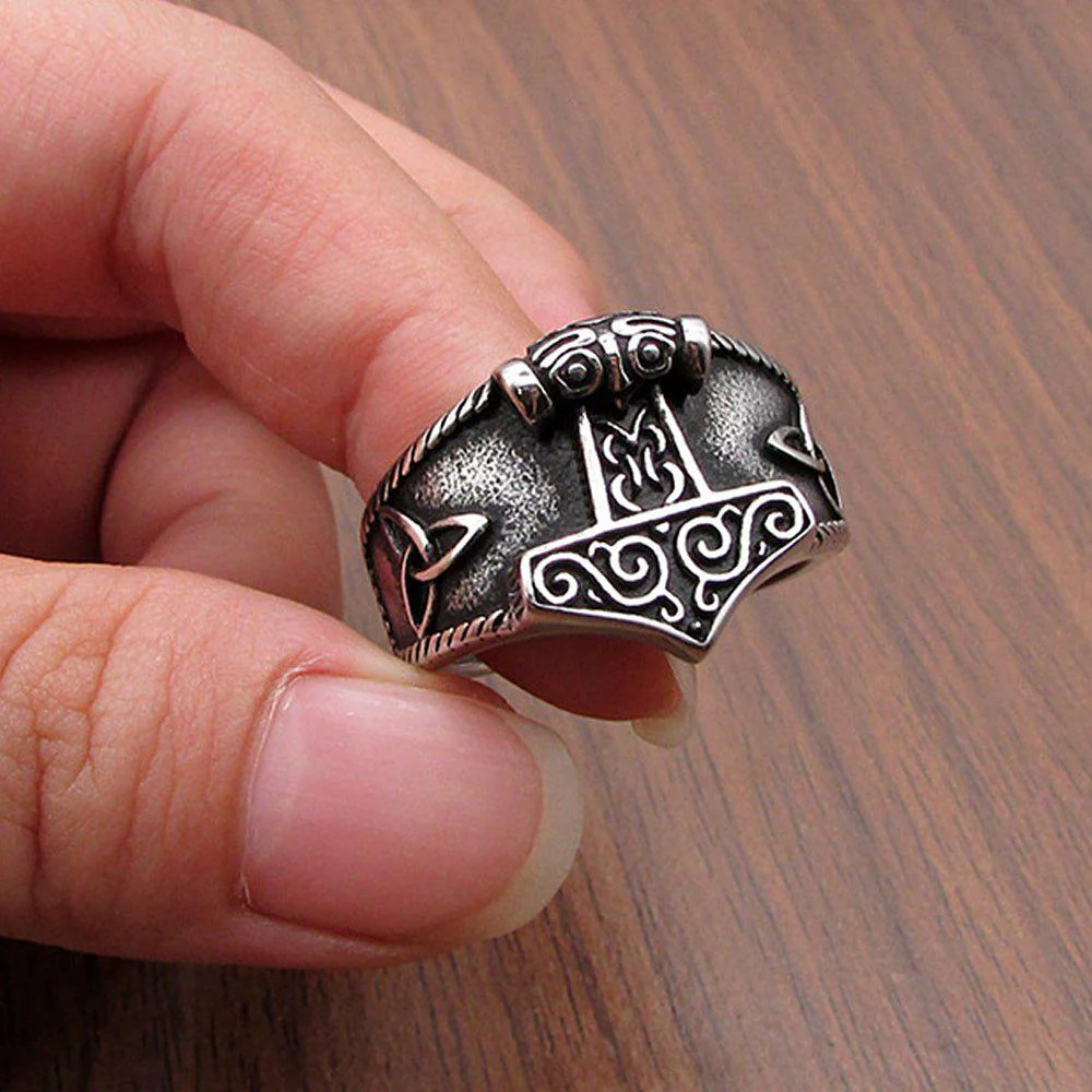Vintage Hammer Stainless Steel Ring - Image 2