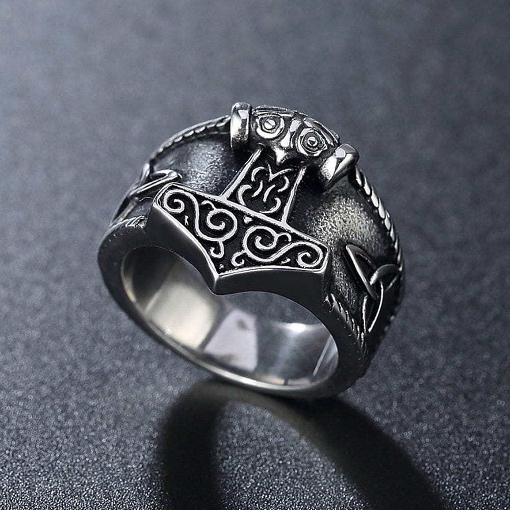 Vintage Hammer Stainless Steel Ring - Image 4