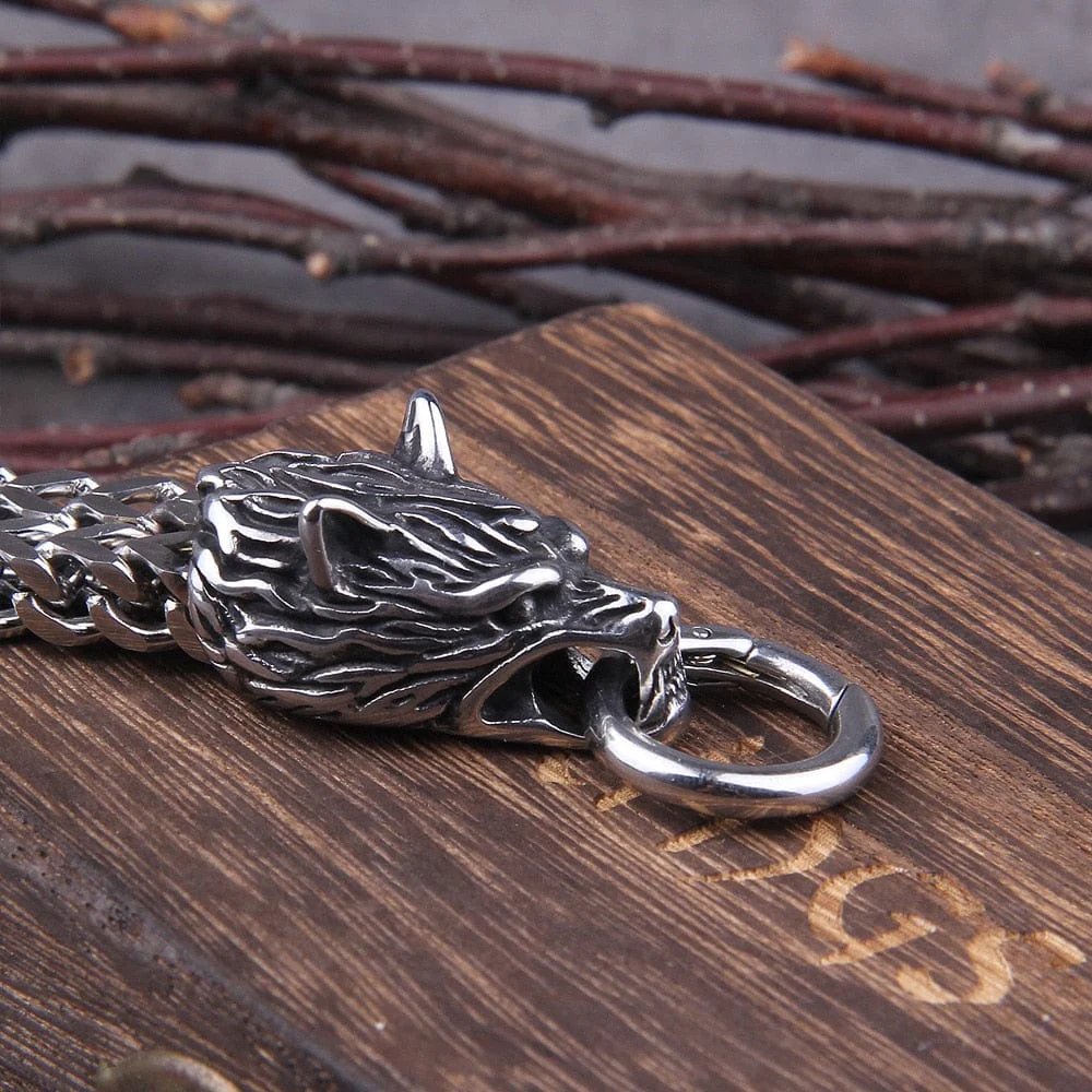 Hati and Skoll Viking Wolf Chain Bracelet | Stainless Steel Jewelry - Image 3