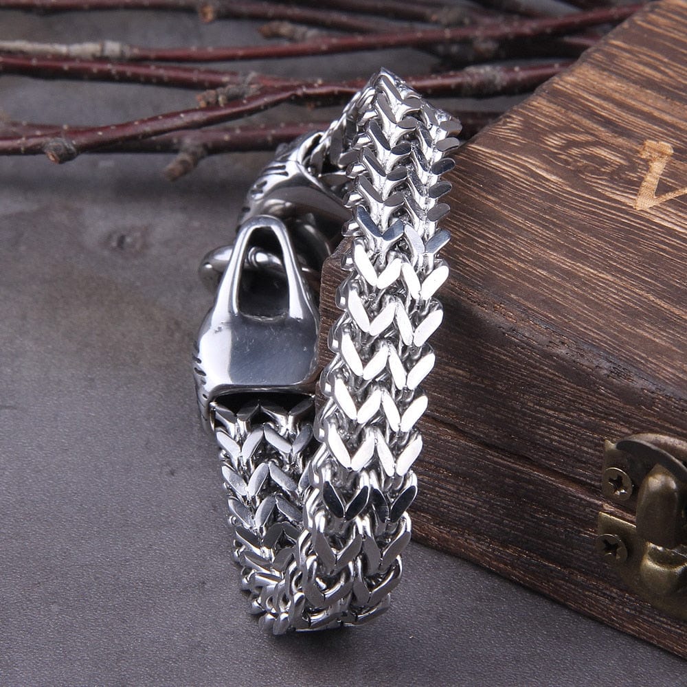 Hati and Skoll Viking Wolf Chain Bracelet | Stainless Steel Jewelry - Image 4