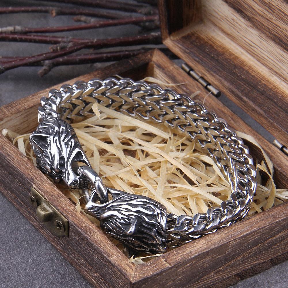 Hati and Skoll Viking Wolf Chain Bracelet | Stainless Steel Jewelry - Image 5
