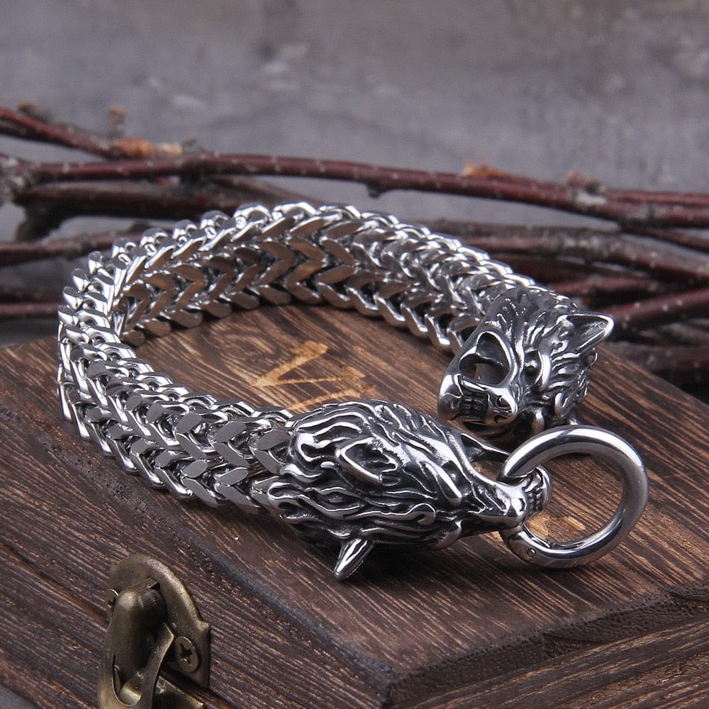 Hati and Skoll Viking Wolf Chain Bracelet | Stainless Steel Jewelry - Image 6