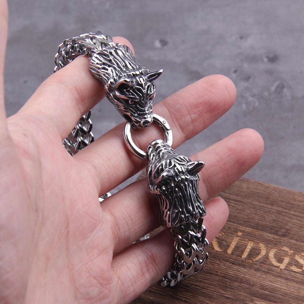 Hati and Skoll Viking Wolf Chain Bracelet | Stainless Steel Jewelry - Image 7