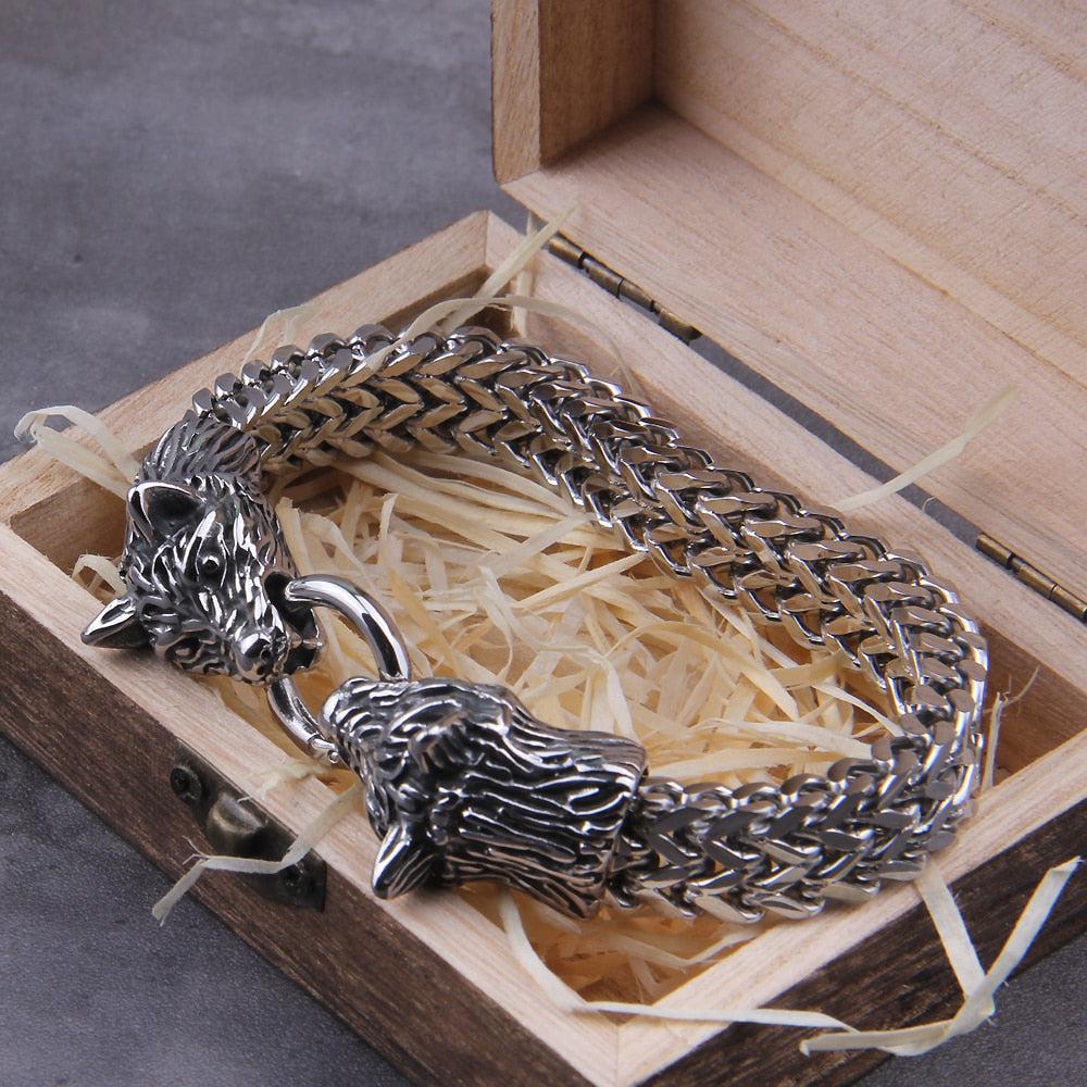Hati and Skoll Viking Wolf Chain Bracelet | Stainless Steel Jewelry - Image 8