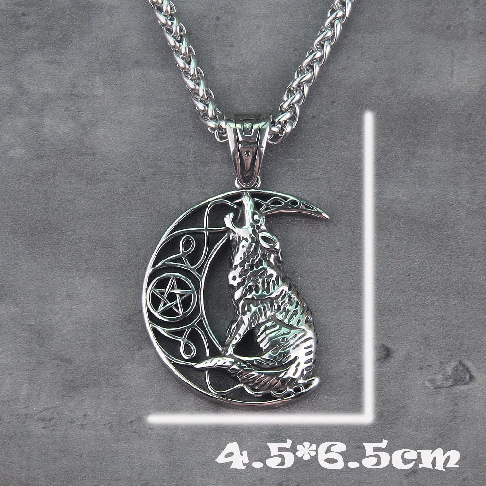 Howling Wolf & Moon Amulet Viking Knotwork Necklace | Handcrafted - Image 7