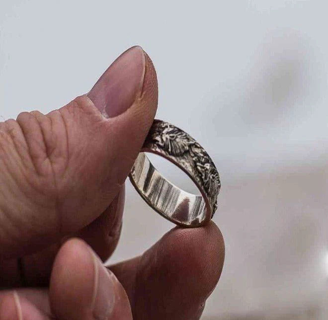 Wolf Ornament Ring | Handmade Sterling Silver | Norse Jewelry - Image 3