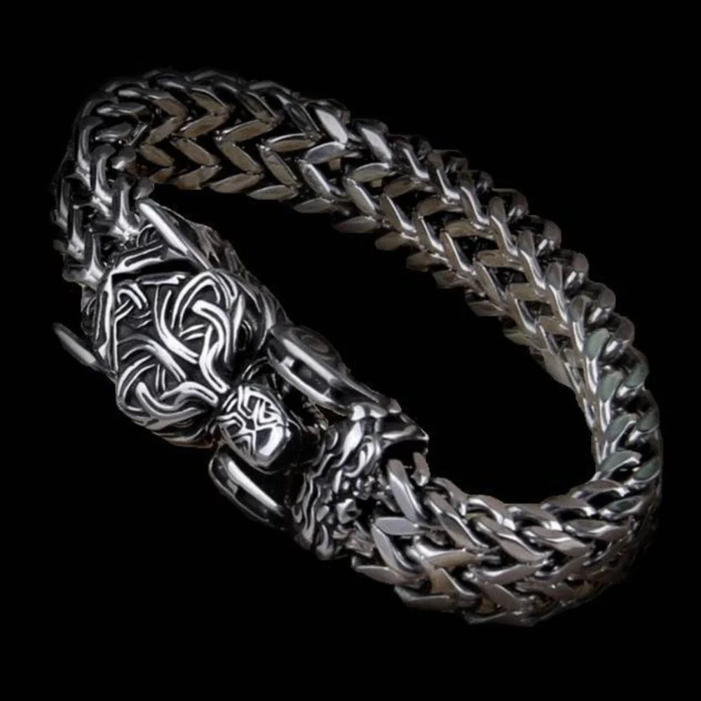 Fenrir Sun-Eater Wolf of Ragnarok Bracelet | Viking Steel Jewelry - Image 6