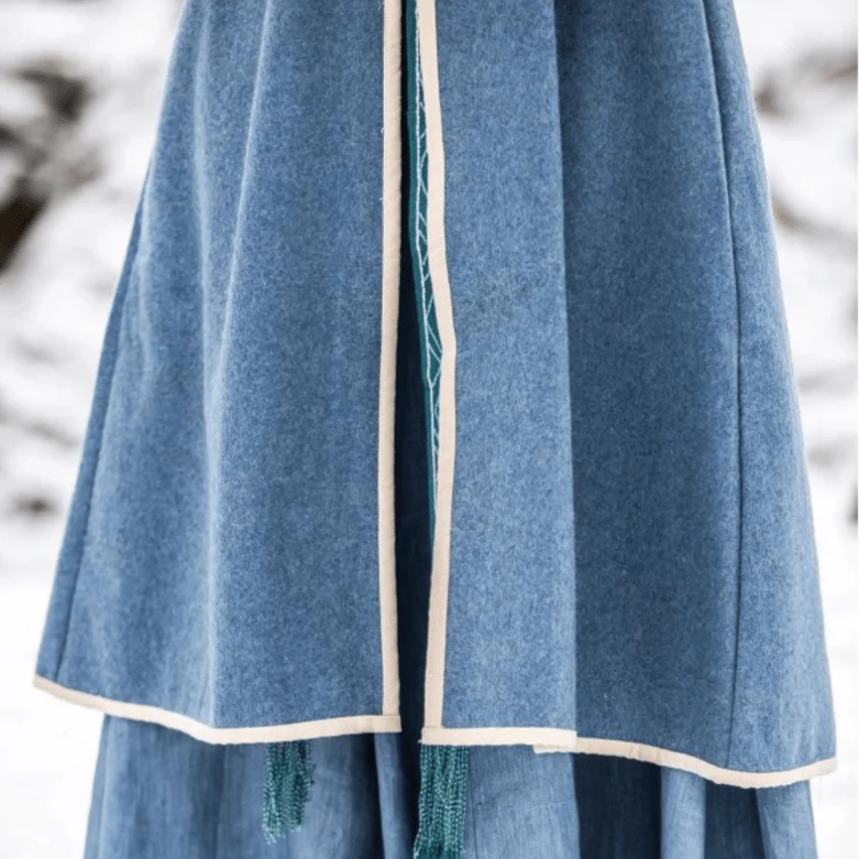 Women's Blue Wool Viking-Inspired Coat | Urnes Embroidery - Image 5